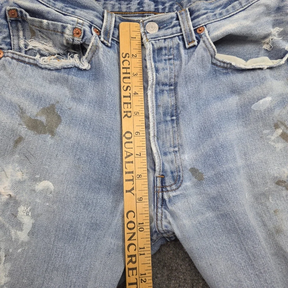 Vintage Levis 501 Jeans 30x32 Light Wash 90s Distressed Paint Splatter USA Made